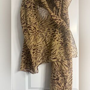 Pier 1 Imports Cheetah Leopard Animal Print With Metallic Scarf 37“ X 70"